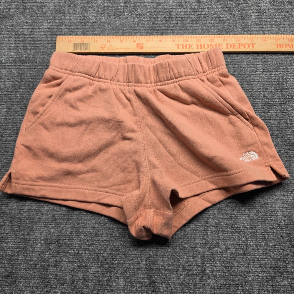 The North Face Womens Small Peach Pink Fleece Sweat Shorts Elastic Waist Logo